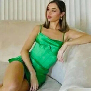 HEIRESS BEVERLY HILLS | Emerald Green Satin Slip Mini Dress with Corset Size XS